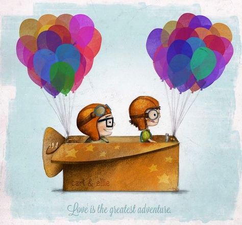 Up characters Up Carl Y Ellie, Disney Amor, Love Is The Greatest, Up Pixar, 동화 삽화, Images Disney, Disney Up, Up Theme, Adventure Art