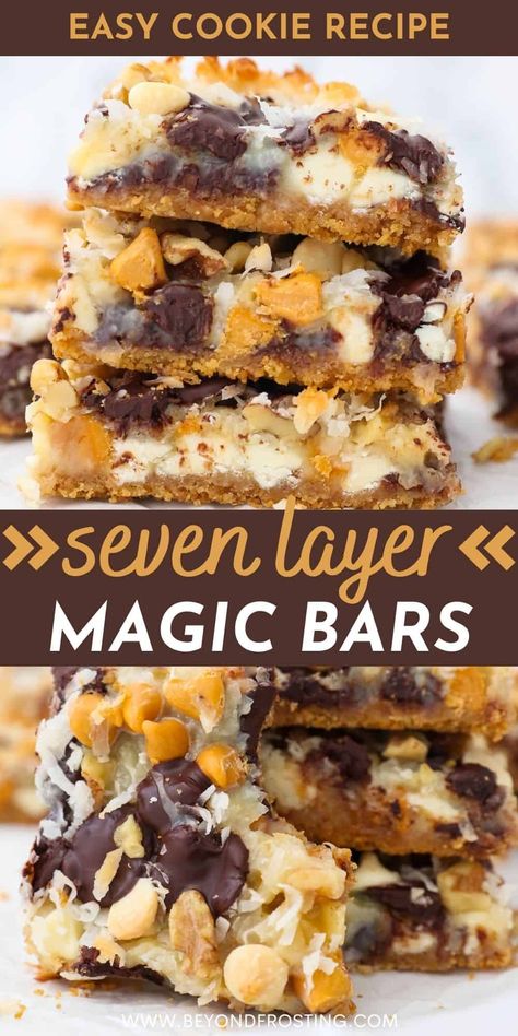 Magic 7 Layer Cookie Bars, 7 Layers Cookie Bars, Layered Cookies Bars, 4 Layer Everything Bars, 7 Layer Christmas Cookie Bars, Chocolate Bar Cookies 9x13, Seven Layer Dessert Bars, Recipes For Bars And Squares, The Best Bars Recipes