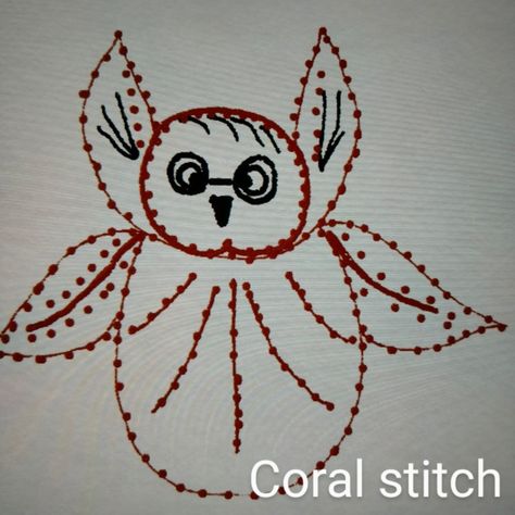 Coral stitch looks like a knot and is used for outlining in hand embroidery designs. Thicker the thread more prominent is the stitch. Coral Stitch, Coral Design, Design Embroidery, Hand Embroidery Designs, Stitch Design, Hand Embroidery, Machine Embroidery, Embroidery Designs, Knot