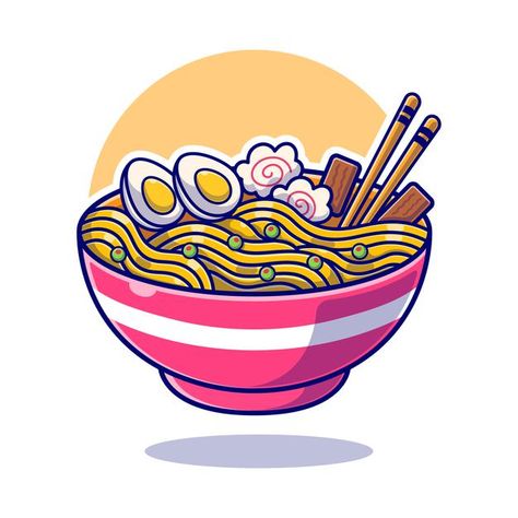 Ramen noodle japanese food flat. | Premium Vector #Freepik #vector #food Noodle Doodle, Noodle Art, Ramen Noodle Bowl, Ramen Soup, Food Sketch, Food Cartoon, Ramen Noodle, Japon Illustration, Food Stickers