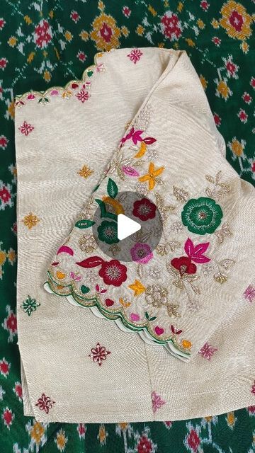 Raw Silk Blouse, Traditional Attire, Ikkat Saree, Own It, White Blouse, Raw Silk, Silk Blouse, Blouse Designs, Hand Embroidered