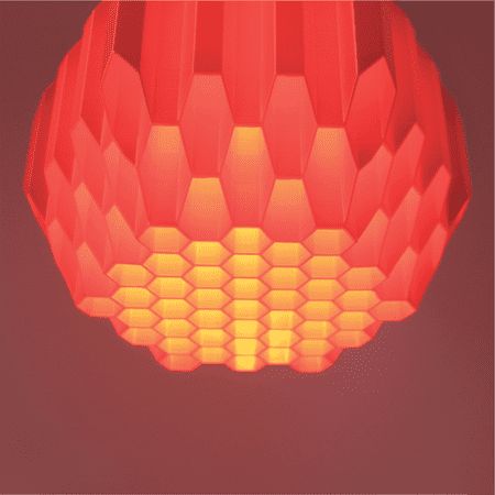 The first in a series of lamps that were inspired by the Greeks' love of honey. The honeycomb form disperses light at different intensities creating a striking 3D lighting effect. This item is 20.3cm by 17.4cm by 17.5cm, Made by 3D Printed Project Athens studio, based in Greece. Discover the perfect blend of innovation, sustainability, and functionality with our 3D printed Lamp. Crafted with precision using high-quality PLA (Polylactic Acid) filament, this product is designed to meet your needs Mcm Lampshade, 3d Print Lamp, 3d Printed Lamp, Planet Lamp, 3d Lighting, Funky Lamps, 3d Lamp, 3d Printing Technology, Light Design