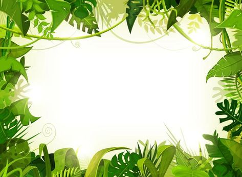 Jungle Border, Jungle Cartoon, Jungle Images, Jungle Clipart, Jungle Animal Art, Jungle Thema, Rainforest Plants, Colorful Borders Design, Photoshop Brushes Free