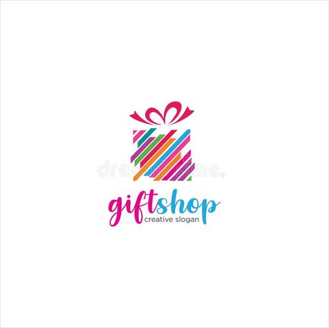 Gift Logo Design, Gift Shop Logo, Gift Logo, Logo Illustration, Surprise Gift, Shop Logo, Vector Stock, Gift Store, Design Vector