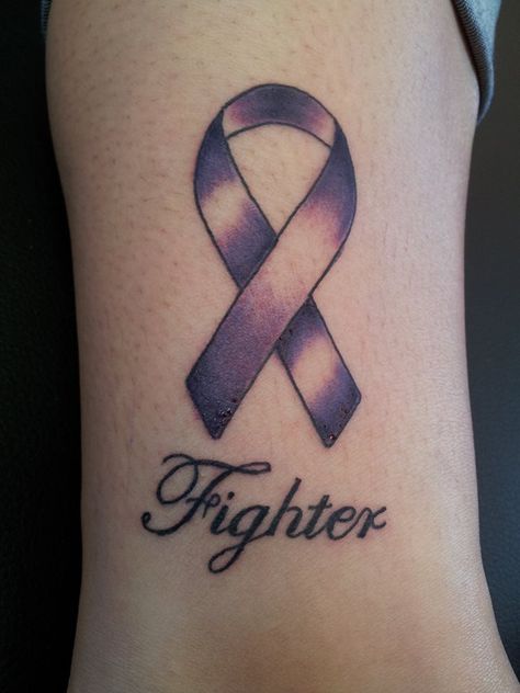 Another ribbon I like, the shading is nice. Purple Ribbon Tattoos, Crohns Tattoo, Support Tattoo, Pink Ribbon Tattoos, Tattoo Meaningful, Purple Tattoos, Awareness Tattoo, Ribbon Tattoos, Infinity Tattoos