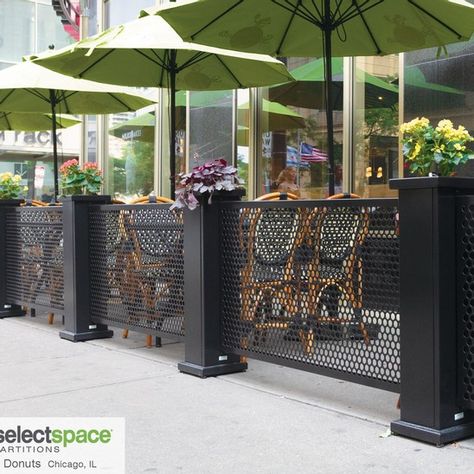 Outdoor Sidewalk Fencing & Barriers | Gallery | SelectSpace Partitions Modular Fence, Outdoor Restaurant Patio, Restaurants Outdoor Seating, Restaurant Outdoor, Outdoor Restaurant Design, Stone Wall Design, Patio Flowers, Cafe Seating, Sidewalk Cafe