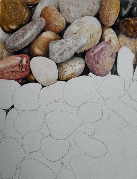 River Rocks Painting, How To Draw Pebbles, Watercolour Pebbles, Pebble Watercolor, Pebble Drawing, Pebbles Drawing, Watercolor Rocks, Rock Drawing, Stone Drawing