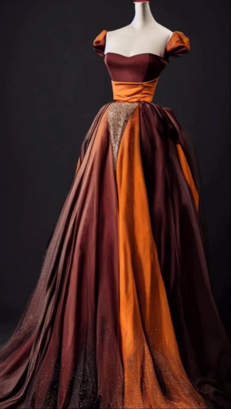 ACOTAR Autumn Court inspired gown Autumn Court Dresses Acotar, Autumn Court Fashion, Autumn Court Dress, Veronica Core, Acotar Fashion, Fall Gowns, Autumn Fae, Starfall Ball, Autumn Court