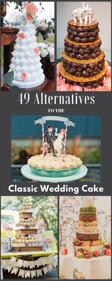 Not Cake Wedding Cake, Alternative For Wedding Cake, Wedding Cakes That Aren't Cakes, Cool Wedding Cake Ideas, Wedding Cake Replacement, Cupcakes Instead Of Wedding Cake, Instead Of A Wedding Cake, Unique Wedding Cake Display, Non Cake Wedding Cake