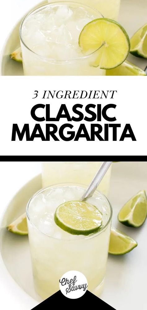 Learn how to make this Best Easy Classic Margarita! This classic margarita recipe, made with just agave, tequila, and freshly squeezed lime juice, is perfect for the summer season! Ready in just 5 minutes, you only need 3 ingredients to make this easy margarita. Follow Chef Savvy for more 4th of July Recipes! Simple Margarita, Homemade Margarita Recipe, Best Margarita Recipe, Classic Margarita Recipe, Homemade Margaritas, Easy Margarita, How To Make Margaritas, Homemade Cocktails, Couple Cooking