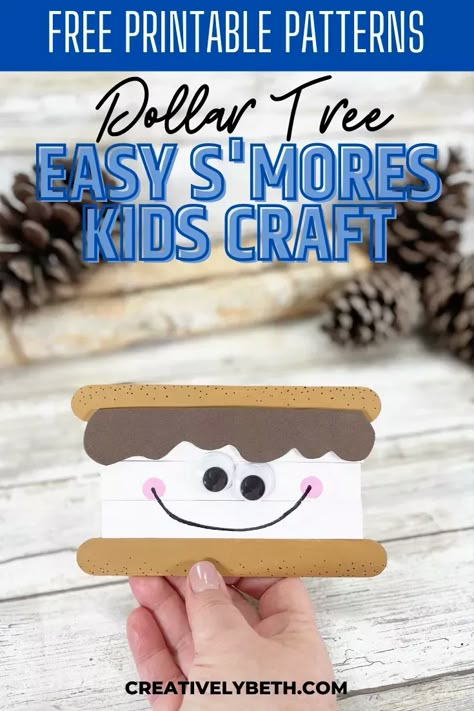 Camping Scavenger Hunt Printable, Smores Craft, Free Printable Patterns, Camping Crafts For Kids, Marshmallow Crafts, Scavenger Hunt Printable, Wooden Craft Sticks, Quick And Easy Crafts, Scouts Crafts