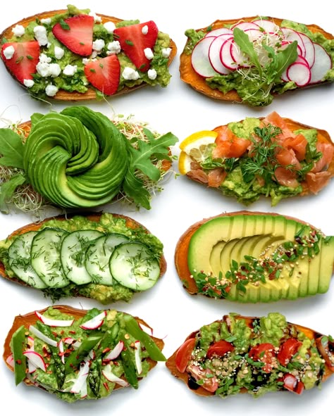 Tapas Menu, Potato Slices, Sweet Potato Toast, Sweet Potato Slices, Different Types Of Food, Salad With Sweet Potato, Ripe Avocado, Breakfast Meal Prep, Foodie Recipes