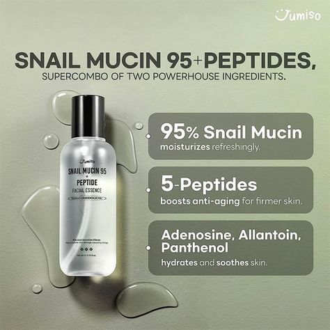 Jumiso Snail Mucin 95 + Peptide Essence, Jumiso Snail Mucin, Selfcare Products, Salicylic Acid Cleanser, Facial Essence, Firmer Skin, Snail Mucin, Sun Damaged Skin, The Face Shop