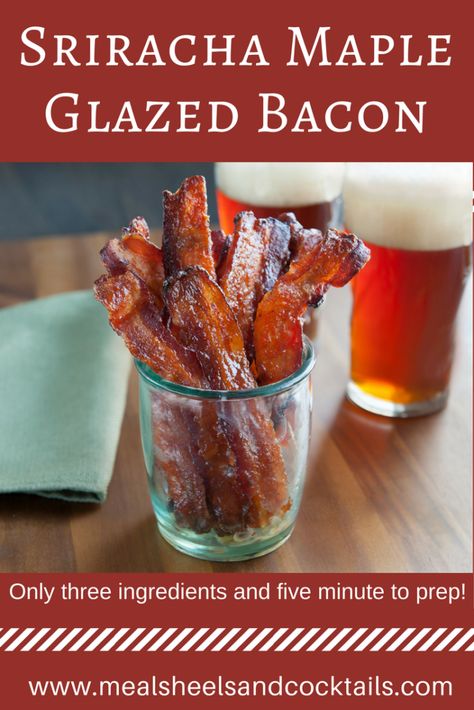 Three ingredient Sriracha Maple Glazed Bacon is ready in no time. A little sweet, a little savory, perfect for Father's day or anyday! Bacon Meals, Maple Glazed Bacon, Cooking Bacon, Baked Bacon, Maple Glaze, Maple Bacon, Brunch Menu, Bacon Recipes, Three Ingredient