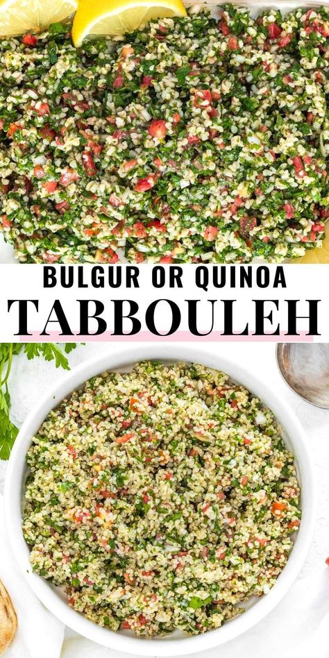 Healthy Tabbouleh Salad, Homemade Tabouli Salad, Tabouleh Salad Recipe With Quinoa, Tabuli Salad Quinoa, Lebanese Chickpea Salad, Tabbouleh Recipe Quinoa, Tabbouleh Recipe Traditional, Flat Leaf Parsley Recipes, Tabuli Salad Traditional