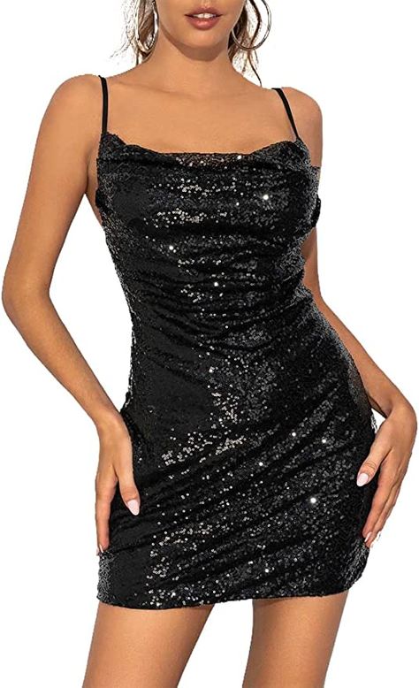 Amazon.com: EVILD Spaghetti Strap Sequins Bodycon Dress Elastic Sparky Adjustable Cami Dress Sexy Party Sleeveless Cocktail Mini Dress : Clothing, Shoes & Jewelry Womens Sequin Dresses, Backless Short Dress, Homecoming Dresses For Teens, Nightclub Dress, Spaghetti Strap Bodycon Dress, Satin Cocktail Dress, Sequin Bodycon Dress, Sleeveless Bodycon Dress, Neck Bodycon Dress