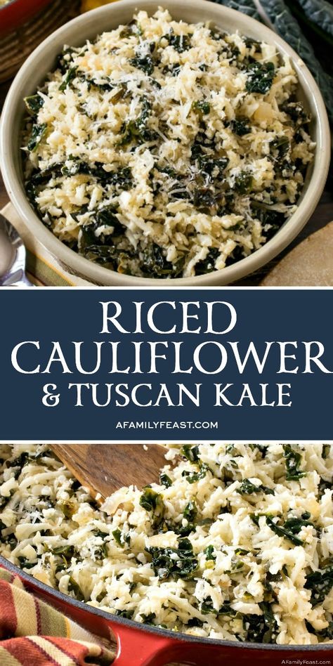 Worker Jumpsuit, Kale Cauliflower, Low Carb Veggie, Cauliflower Rice Casserole, Rice Cauliflower, Feast Recipes, Tuscan Kale, Riced Cauliflower, Snack Hacks