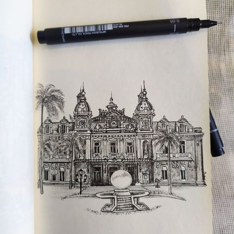 My graphic illustration with marvelous Casino in Monte Carlo where everyone can spend one billion. Monaco, Europe, Dublenco. Monaco Drawing, Monte Carlo Monaco, Monaco Monte Carlo, Monte Carlo, Travel Journal, Graphic Illustration, Monaco, 20 Cm, Casino