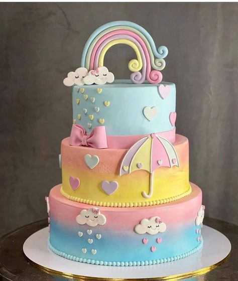 Rainbow Cake Decoration, Unicorn Birthday Party Cake, Rainbow Baking, Rainbow Cake Recipe, Rainbow Layer Cakes, Rainbow Desserts, Rainbow Cakes, Tiered Cakes Birthday, Cake Kids