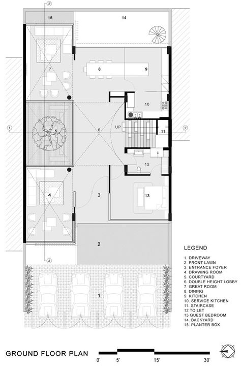 Residence 568 / Charged Voids | ArchDaily Arch Daily House, Floor Planning, Indian House Plans, House Outer Design, Courtyard House Plans, New Architecture, Building Plans House, Architectural Floor Plans, Bamboo House