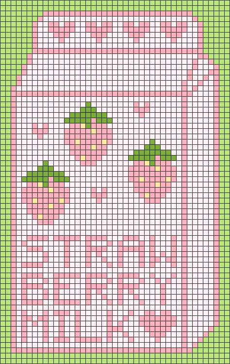 Strawberry Tapestry Crochet Pattern, Flower Crochet Alpha Pattern, Strawberry Alpha Pattern, Cute Alpha Patterns, Pixel Crochet Pattern, Kawaii Cross Stitch Pattern, Crochet Alpha Pattern, Grid Crochet, Strawberry Cute