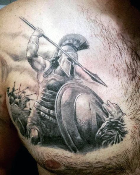 50 Spear Tattoo Designs For Men - Sharp Warrior Emblem Ideas Spartan Spear Tattoo, Spear Tattoo, Spartan Spear, Tattoo Designs Drawings, Shield Tattoo, Gladiator Tattoo, Spartan Tattoo, Wicked Tattoos, Warrior Tattoos