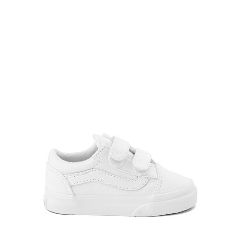 Vans Old Skool V Skate Shoe - Baby / Toddler - True White | Journeys Kidz Best Vans, Baby Vans, Shoe Size Chart Kids, Shoes Aesthetic, Vans Store, New Vans, Cool Vans, Skate Style, White Vans