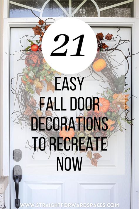 collection of 21 easy fall decorations to recreate now featuring simple door decorations and diy halloween door ideas. Door Ideas For Home, Scary Halloween Door Decorations, Halloween Outside Decorations, Halloween Decorations Door, Easy Fall Decorations, Halloween Decor Door, Diy Halloween Door Decorations, Halloween Diy Door, Outside Halloween Decorations