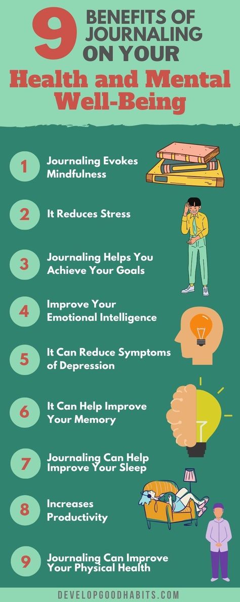 Does journaling really help your mental health and wellbeing? This infographic features 9 benefits of journaling for improving your mental health. Read the full article to find out many more information on each of these journaling benefits for mental health, wellness and productivity Journal Benefits, Journaling Benefits, Mental Health Journaling Books, Infographics Mental Health, Mental Benefits Of Exercise, Selfcare Ideas, Benefits Of Journaling, Mental Health Awareness Infographic, Mental Health Blogs