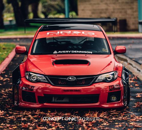 Heavily Modified Custom Red Subaru WRX on Forged Rims Car Ideas Aesthetic, Subaru Wrx Hatchback, Subaru Wrx Wagon, Gremlins Art, Brz Subaru, Wrx Wagon, Aesthetic Cars, Cars Ideas, Chevrolet Corsa