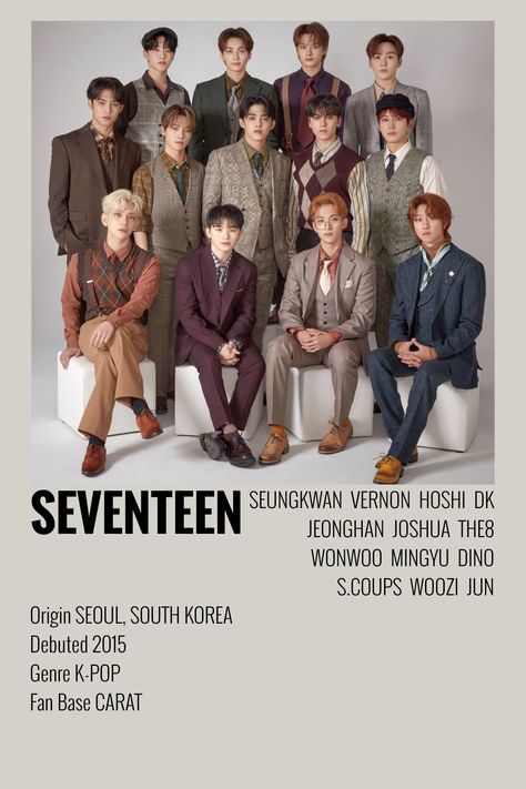 Seventeen Minimalist Poster K-Pop #Seventeen #Minimalistposter #Kpop Seventeen Minimalist Poster, Seventeen Minimalist, K Pop Funny, Posters Kpop, Minimalist Music, Groups Poster, Pledis Seventeen, Music Poster Ideas, Film Posters Minimalist