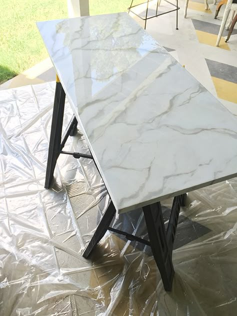 Diy Faux Marble, Faux Granite, Diy Kitchen Countertops, Resin Countertops, Painting Countertops, Epoxy Countertop, Diy Marble, Paint Diy, Diy Countertops