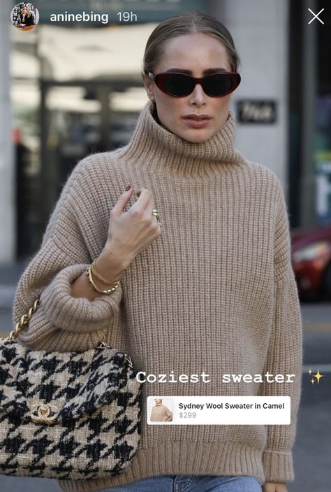 Annie Bing Sweater, Influencers Aesthetic, Anine Bing Quinn Blazer Outfit, Chanel Houndstooth, Anine Bing Chanel Bag, Annie Bing Sweatshirt, Anine Bing Quinn Blazer, Annie Bing, Winter Fit