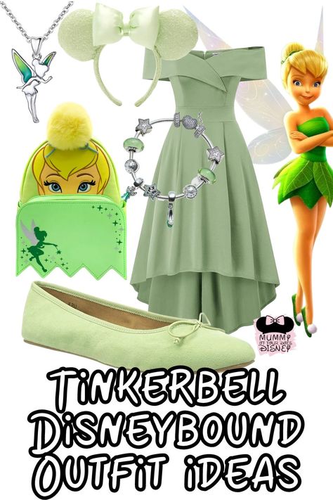 Silvermist Disneybound, Tinkerbell Inspired Outfits, Tinkerbell Disneybound, Tinkerbell Cosplay, Tinkerbell Outfit, Disneybound Ideas, Tinkerbell Disney, Disney Themed Outfits, Closet Cosplay