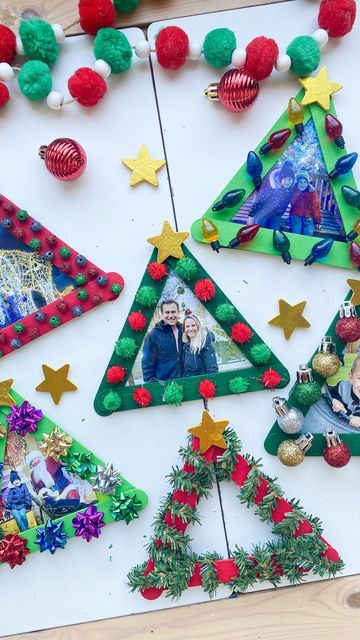 Stick Ornaments, Diy Christmas Ornaments Easy, Diy Christmas Ornament, Photo Christmas Ornaments, Globe Ornament, Preschool Christmas, Easy Christmas Diy, Kids Ideas, Christmas Crafts For Kids