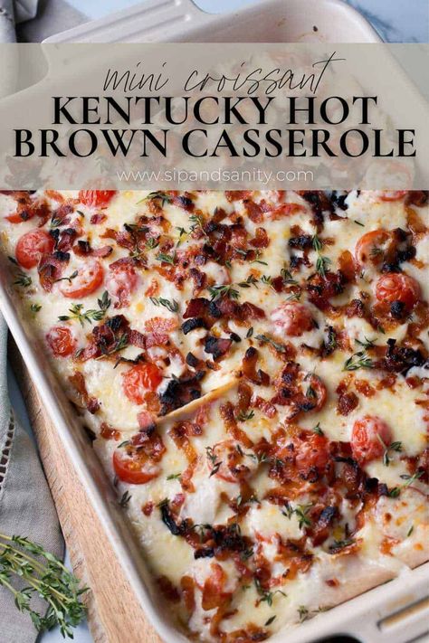 Kentucky Hot Brown Casserole, Hot Brown Casserole, Hamburger Meat Dishes, Open Face Turkey Sandwich, Kentucky Hot Brown Sandwich, Brown Pasta, Kentucky Derby Recipes, Kentucky Hot Brown, Mini Croissant