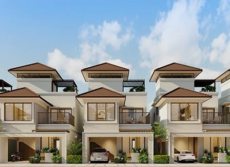 Row House Design, Balinese Garden, Townhouse Exterior, Luxury Amenities, Kid Pool, Duplex House, Row House, Phase 2, Property Development