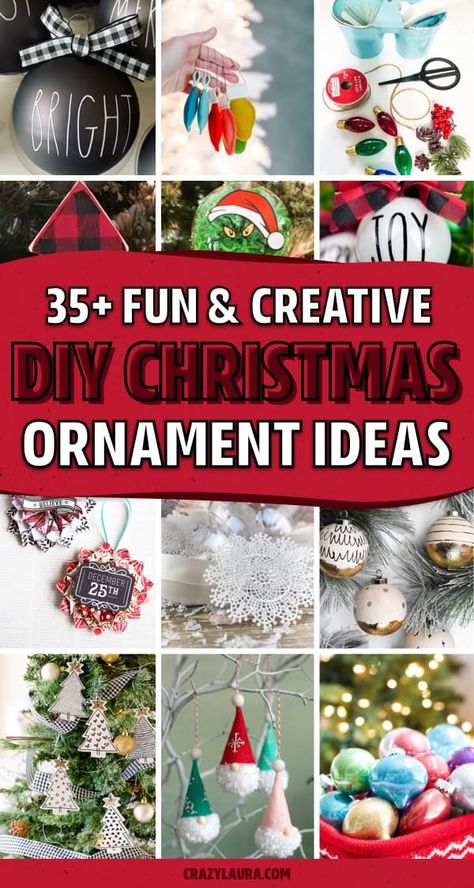 Want to make your own DIY Christmas ornaments this holiday season?! Check out these super fun and creative tutorials showing you exactly how to make your own homemade ornaments for your tree! #christmasornament #diyornament #diychristmas #christmascrafts Season Craft, Christmas Ornament Ideas, Crazy Laura, Farmhouse Christmas Ornaments, Diy Christmas Ornament, Diy Christmas Tree Ornaments, Creative Tutorials, Homemade Ornaments, Ornament Ideas