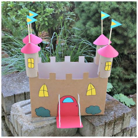 Recycled Cardboard Castle Craft - Castle Crafts, Castle Project, Kids Castle, Cardboard Castle, Recycled Crafts Kids, Chalkboard Drawings, Cardboard Toys, Cardboard Box Crafts, Toilet Paper Crafts