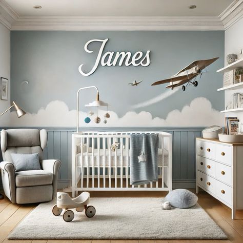 Boy Nursery Airplane Theme, Baby Boy Nursery Airplanes, Airplane Toddler Room, Baby Boy Airplane Nursery, Aviation Nursery Theme, Airplane Bedroom For Boys, Plane Nursery Theme, Airplane Nursery Theme, Airplane Baby Room