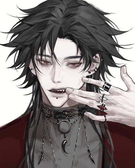 Pretty Male Oc, Creepy Anime Guy, Black Vampire Oc, Vampire Drawing Male, Vampire Character Art Male, Vampire Male Oc, Male Vampire Oc, Vampire Pfp Male, Male Vampire Art