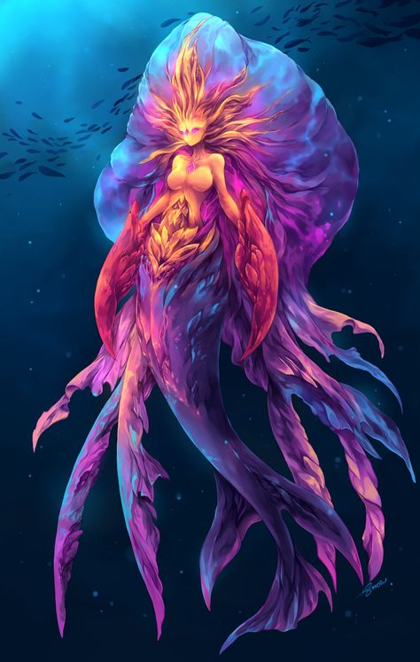 Siren Creature, Dark Mermaid, Hybrid Art, Humanoid Creatures, Monster Girls, Human Drawing, Paintings And Drawings, Image Painting, Alien Concept Art