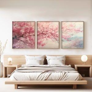 Cherry Blossom Paintings, Cherry Blossom Bedroom, Cherry Blossom Garden, Japanese Wall Decor, Cherry Blossom Wall Art, Huge Wall Art, Nature Rose, Japan Cherry Blossom, Sakura Art