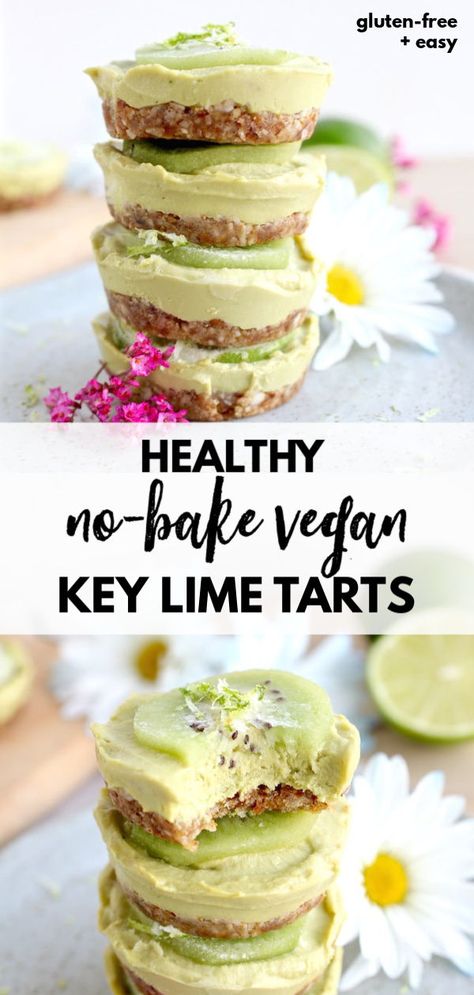 Healthy Key Lime, No Bake Key Lime, Vegan Key Lime, Mini Tart Recipes, Key Lime Tarts, Key Lime Desserts, Lime Tart, Mini Tarts, Vegan Summer Recipes