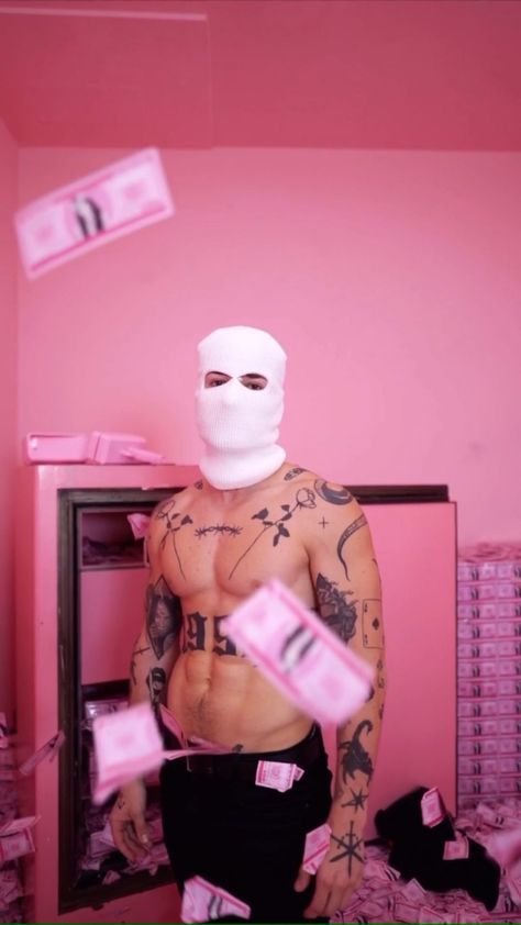 Pink Balaclava, Pair Tattoos, Thug Girl, Black And White Instagram, Bad Girl Wallpaper, Badass Aesthetic, Bad Boy Aesthetic, Inked Men, Edgy Wallpaper