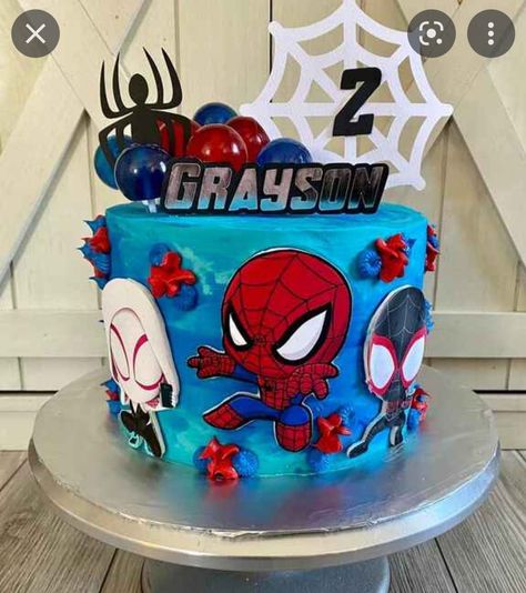 Spiderman And Friends Birthday Cake, Spiderman And His Amazing Friends Cake, Spider And Friends Cake, Team Spidey Birthday Cake, Spidey And Friends Birthday Cake, Spidey Cake Ideas, Spidey Birthday Cake, Spidey And His Amazing Friends Cake, Spidey And Friends Cake