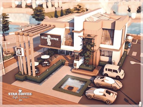 The Sims Resource - Star Coffee Cafe No CC Sims 4 Cafe Layout, Ts4 Cafe Cc, Coffee Shop Cc Sims 4, Sims Coffee Shop, Coffee Shop Sims 4, Sims 3 Coffee Shop, Korean Coffee Shop, Sims 4 Restaurant, Sims Lots