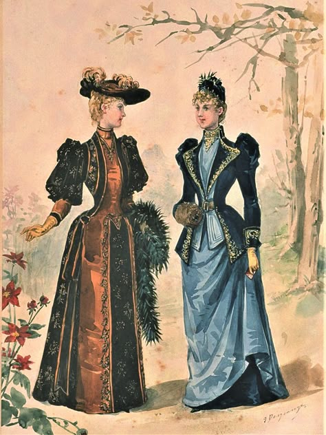 Fashion Plate - La Mode Illustree - 1890 1890 Fashion Plate, 1895 Fashion Plate, 1890s Fashion Plates, Victorian Fashion Plates, 1895 Fashion, Late 1800s Fashion, 1890 Fashion, Belle Epoque Fashion, 1899 Fashion