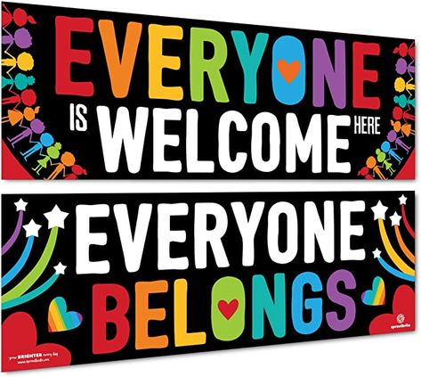 Amazon.com: Sproutbrite Classroom Decorations - Welcome Banner and Poster for Teachers - Bulletin Board and Wall Decor for Pre School, Elementary and Middle School: Office Products Back To School Banner, Classroom Decor Middle, Middle School Classroom Decor, Summer Bulletin Boards, Teacher Bulletin Boards, Classroom Banner, School Murals, Back To School Party, School Banner