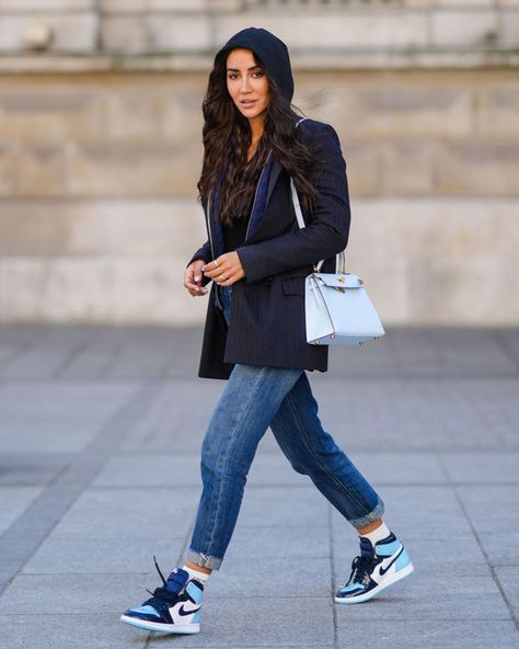 Top 20 Instagram influencer outfits of the week Business Casual Outfits Jordans, Jordans Business Casual, High Top Jordans Women Outfit, Jordan One Outfit Women, Nike Jordan Air 1 Women Outfit, Jeans And Jordans Outfit Women, Nike Shoes Women Outfit Casual, Nike Air Jordans Outfit Woman, Jordans Women Outfit